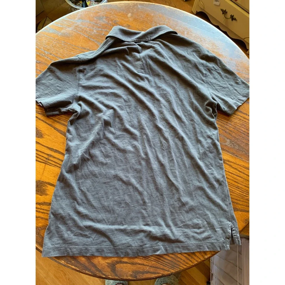 Banana Republic Vintage Mens Slub Cotton Polo Shirt Gray Medium